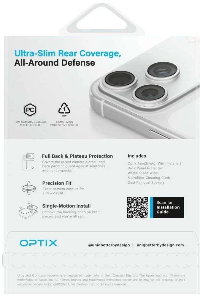 „Uniq Optix Aeroshield+“ kameros modulio apsauga, skirta „iPhone 17 Pro Max“