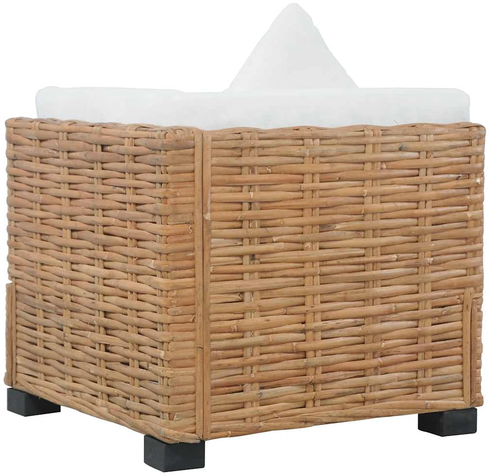 Kampinė sofa su pagalvėlėmis, natūralus ratanas