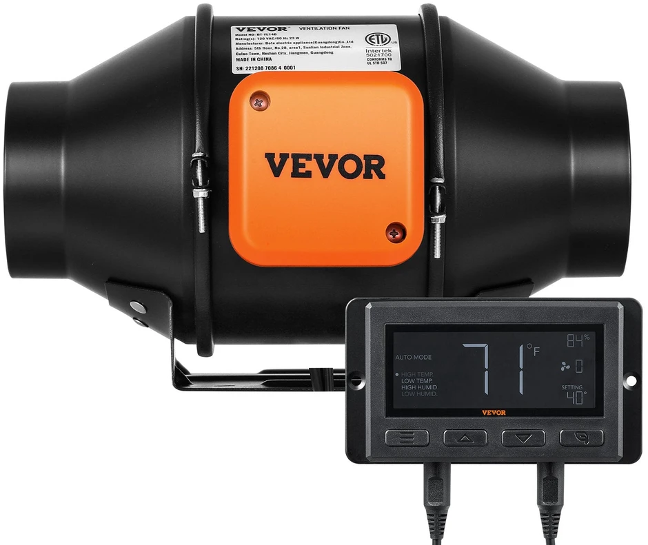 VEVOR 10 cm ortakių ventiliatorius su greičio kontrole