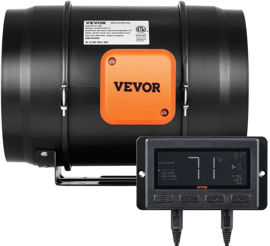VEVOR 20 cm ortakio ventiliatorius su keičiamu greičiu