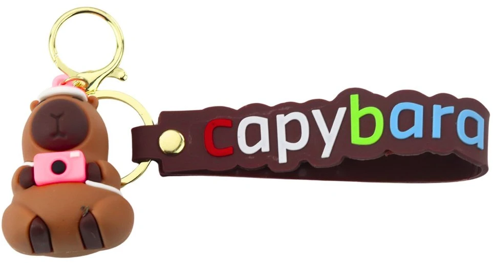 Lean Toys Silikoninis kapibaros raktų pakabukas su kamera ir kepure