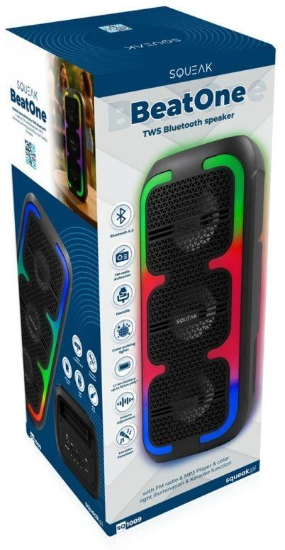 Karaoke garsiakalbis SQUEAK BEATONE BLUETOOTH 5.3, 45W FM RADIJAS, MICROSD, AUX, USB, USB-C SQ1009