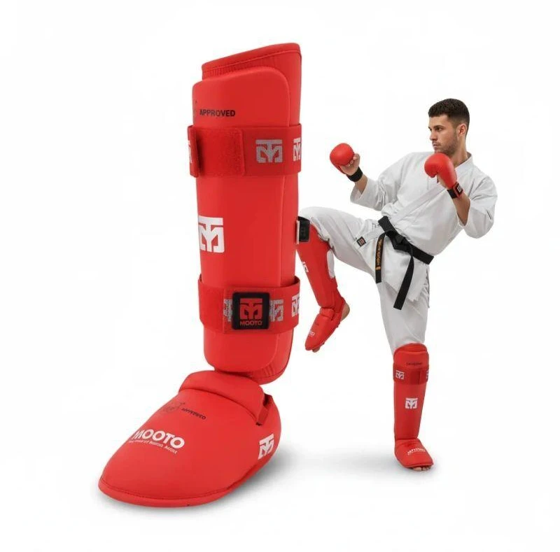 Karate WKF RAUDONOS blauzdų ir pėdų apsaugos | MOOTO