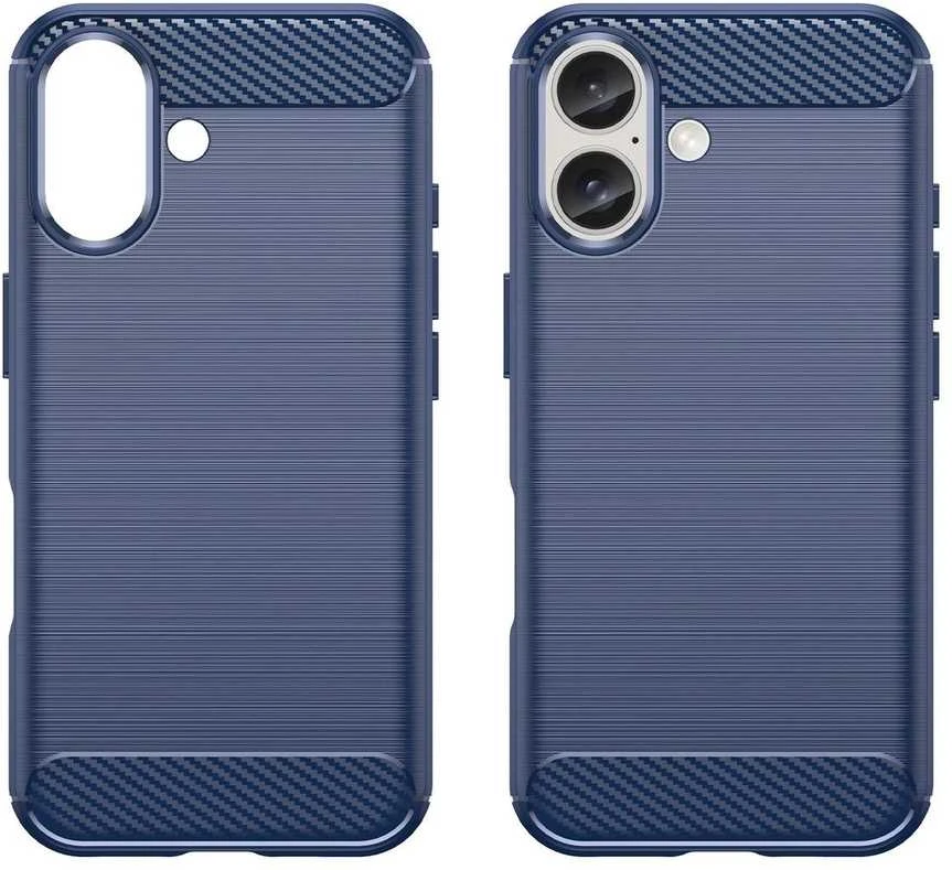 Hurtel Carbon Apple iPhone 16 silikoninis – dėklas telefonui mėlynos spalvos