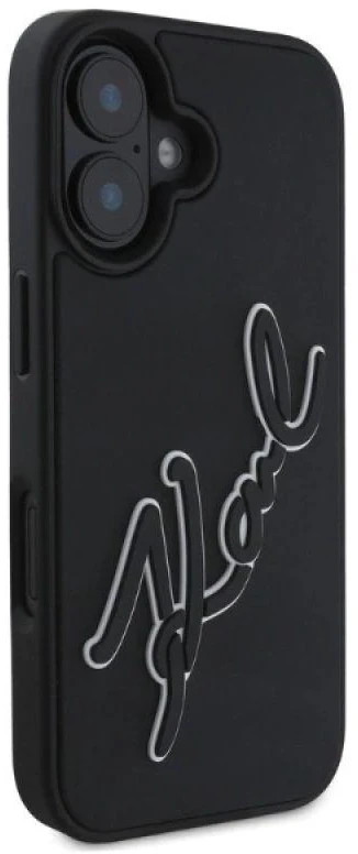 Karl Lagerfeld KLHCP16S3DRKSDLK iPhone 16 6.1″ juodos spalvos kietas dėklas 3D Rubber Signature