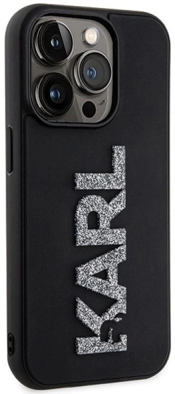 Karl Lagerfeld KLHCP15L3DMBKCK Apple iPhone 15 Pro 6.1″ juodos spalvos kietas dėklas 3D Rubber Glitter Logo