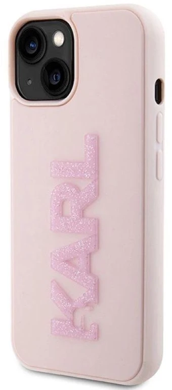 Karl Lagerfeld dėklas, skirtas iPhone 15 Plus 6,7 KLHCP15M3DMBKCP rožinės spalvos HC 3D Logo Glitter