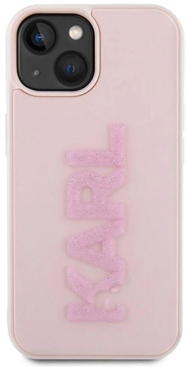 Karl Lagerfeld dėklas, skirtas iPhone 15 Plus 6,7 KLHCP15M3DMBKCP rožinės spalvos HC 3D Logo Glitter