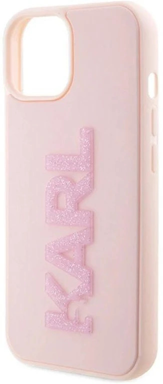 Karl Lagerfeld dėklas, skirtas iPhone 15 Plus 6,7 KLHCP15M3DMBKCP rožinės spalvos HC 3D Logo Glitter