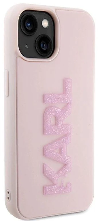 Karl Lagerfeld dėklas, skirtas iPhone 15 Plus 6,7 KLHCP15M3DMBKCP rožinės spalvos HC 3D Logo Glitter
