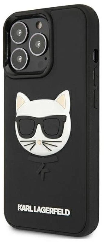 Karl Lagerfeld KLHCP13LCH3DBK 13 Pro /13 6,1″ juodos spalvos kietas dėklas 3D Rubber Choupette