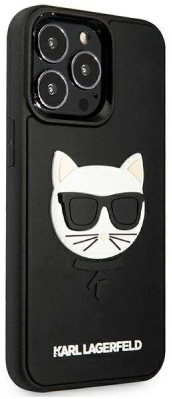 Karl Lagerfeld KLHCP13LCH3DBK 13 Pro /13 6,1″ juodos spalvos kietas dėklas 3D Rubber Choupette