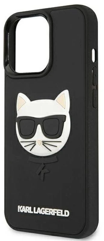 Karl Lagerfeld KLHCP13LCH3DBK 13 Pro /13 6,1″ juodos spalvos kietas dėklas 3D Rubber Choupette