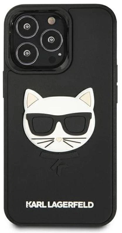 Karl Lagerfeld KLHCP13LCH3DBK 13 Pro /13 6,1″ juodos spalvos kietas dėklas 3D Rubber Choupette