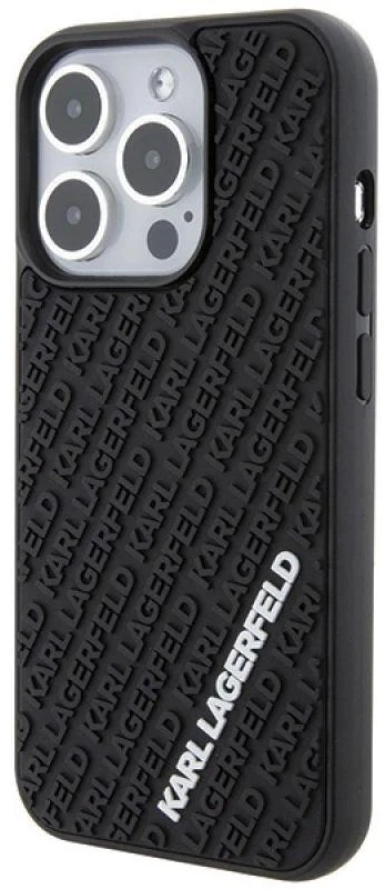Karl Lagerfeld KLHCP15L3DMKRLK Apple iPhone 15 Pro 6.1″ juodos spalvos kietas dėklas 3D Rubber Multi Logo