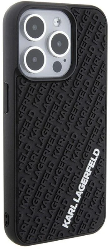Karl Lagerfeld KLHCP15L3DMKRLK Apple iPhone 15 Pro 6.1″ juodos spalvos kietas dėklas 3D Rubber Multi Logo