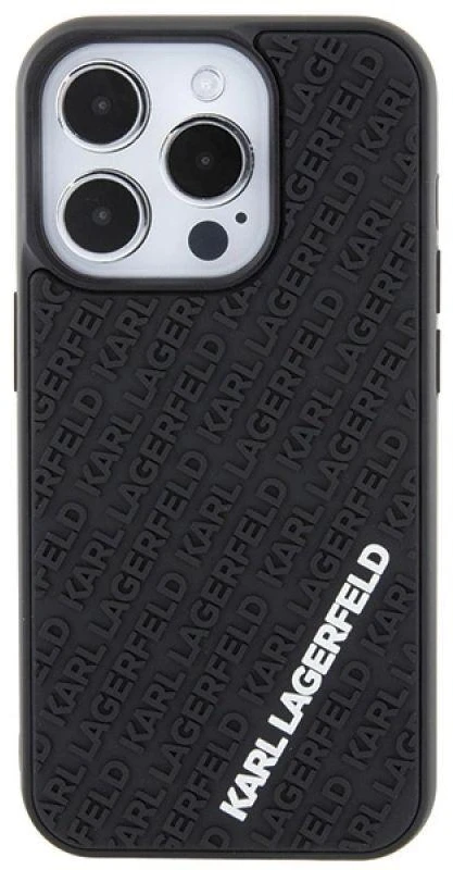 Karl Lagerfeld KLHCP15L3DMKRLK Apple iPhone 15 Pro 6.1″ juodos spalvos kietas dėklas 3D Rubber Multi Logo