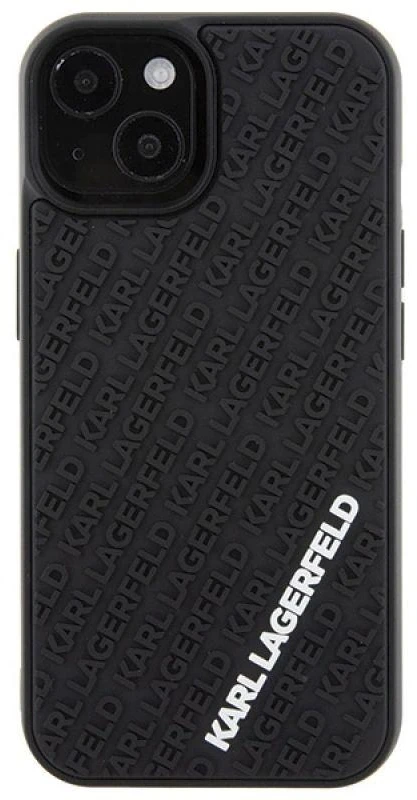 Karl Lagerfeld KLHCP15S3DMKRLK Apple iPhone 15/ 14 / 13 6.1″ juodos spalvos kietas dėklas 3D Rubber Multi Logo
