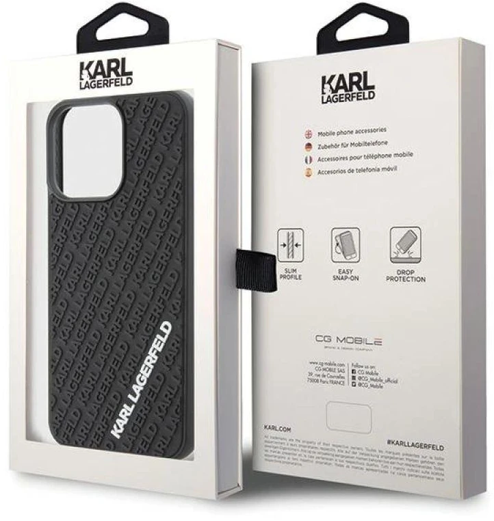 Karl Lagerfeld dėklas, skirtas iPhone 15 Pro Max 6,7 KLHCP15X3DMKRLK juodas HC 3D Multi Logo
