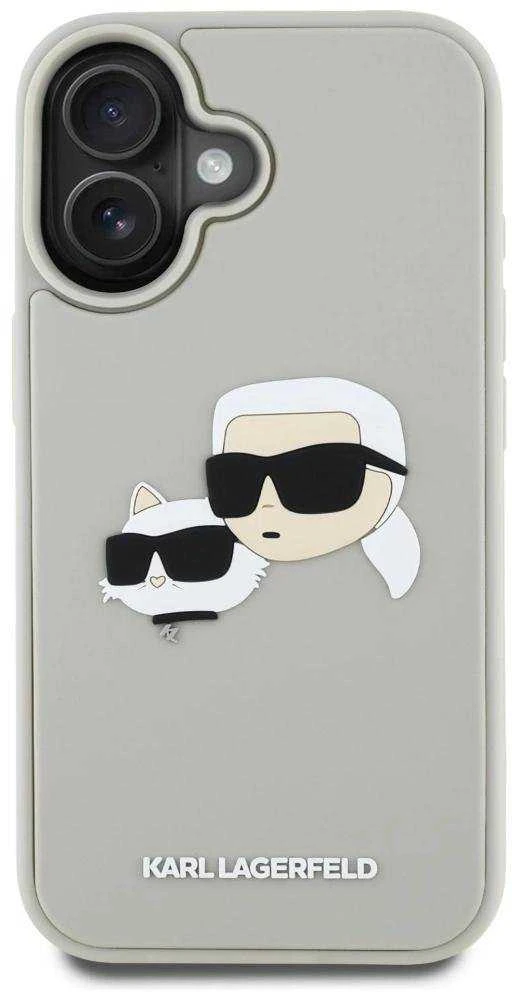 Dėklas Karl Lagerfeld HC 3D Rubber Double Heads Apple iPhone 16 smėlio spalva