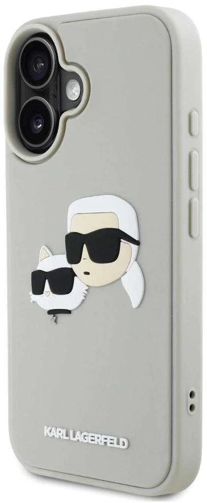 Dėklas Karl Lagerfeld HC 3D Rubber Double Heads Apple iPhone 16 smėlio spalva