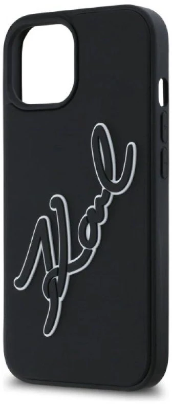 Karl Lagerfeld KLHCP15S3DRKSDLK Apple iPhone 15 6.1″ juodos spalvos kietas dėklas 3D Rubber Signature