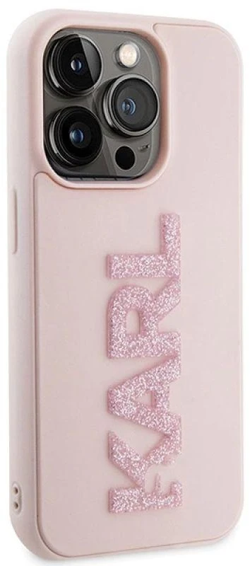 Dėklas Karl Lagerfeld KLHCP15X3DMBKCP IPHONE 15 PRO MAX 6.7 "Rožinis/Rožinis HARDCASE 3D RUBBER GLITTER LOGO