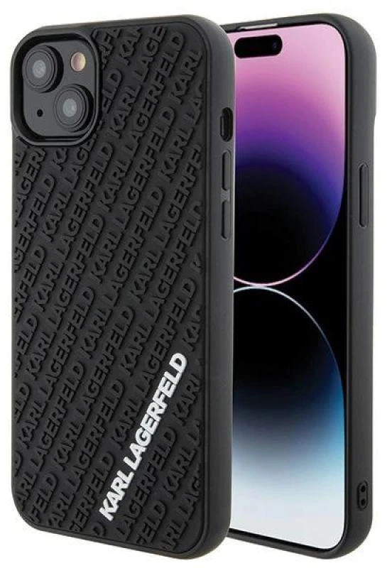 Karl Lagerfeld KLHCP15M3DMKRLK iPhone 15 Plus / 14 Plus 6.7″ juodos spalvos kietas dėklas 3D Rubber Multi Lo
