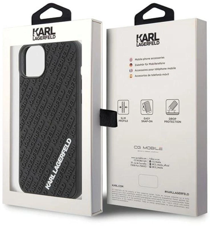 Karl Lagerfeld KLHCP15M3DMKRLK iPhone 15 Plus / 14 Plus 6.7″ juodos spalvos kietas dėklas 3D Rubber Multi Lo