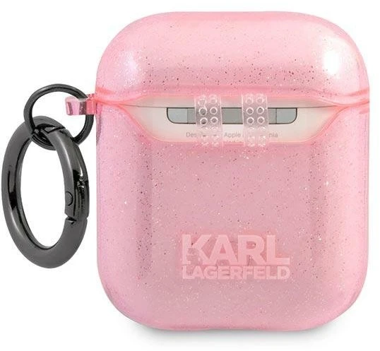Dėklas Karl Lagerfeld KLA2UKHGP AirPods cover rožinė/pink Glitter Karl`s Head