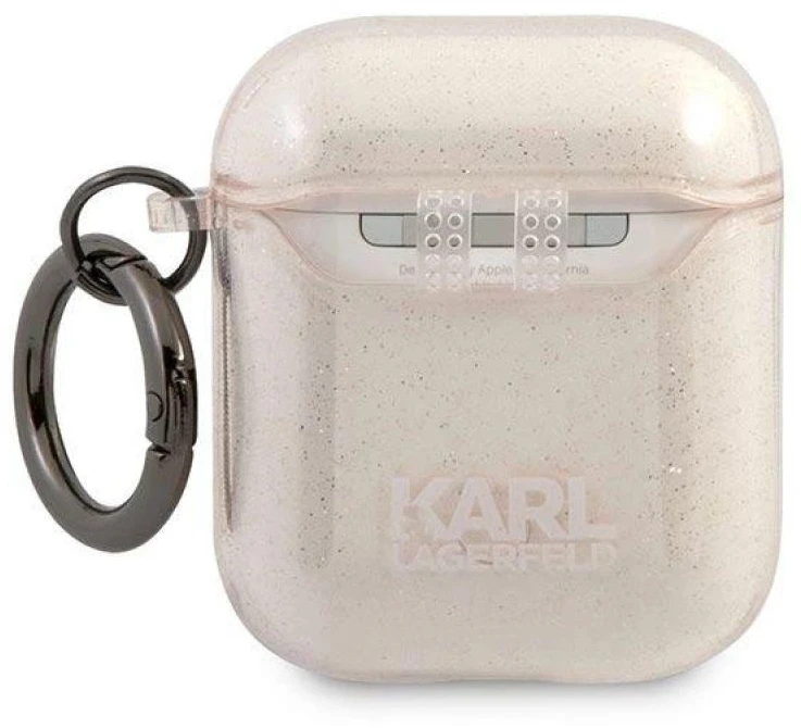 Karl Lagerfeld KLA2UKHGD AirPods dėklas aukso spalvos Glitter Karl`s Head