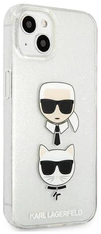Dėklas Karl Lagerfeld HARDCASE KLHCP13SKCTUGLS IPHONE 13 MINI GLITTER KARL'S&CHOUPETTE Sidabrinis
