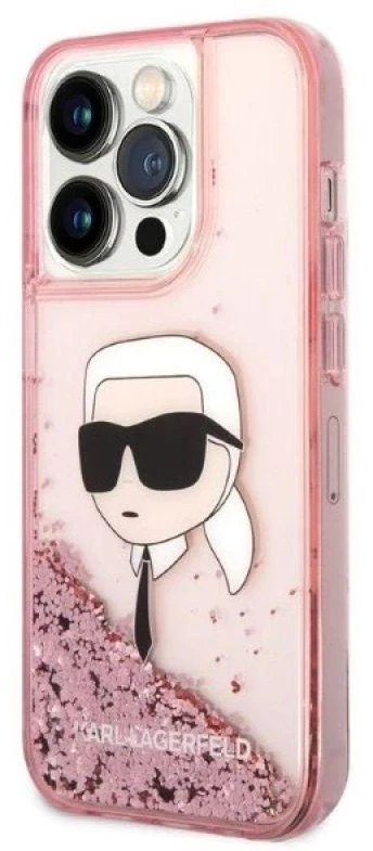 Karl Lagerfeld KLHCP14XLNKHCP Apple iPhone 14 Pro Max 6,7″ rožinės spalvos kietas dėklas Glitter Karl Head