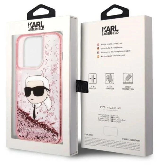 Karl Lagerfeld KLHCP14XLNKHCP Apple iPhone 14 Pro Max 6,7″ rožinės spalvos kietas dėklas Glitter Karl Head