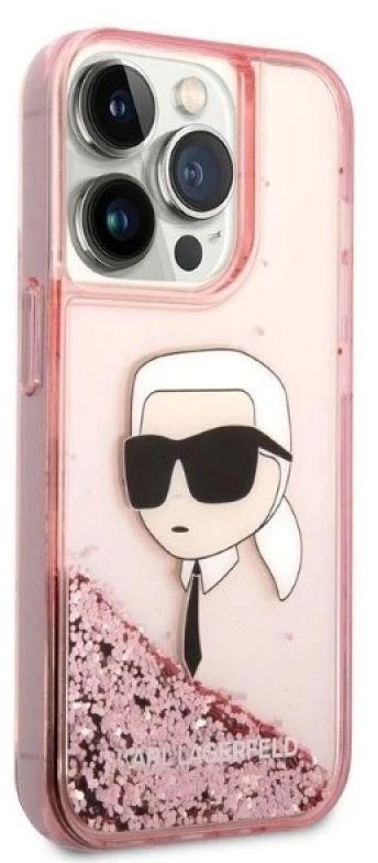 Karl Lagerfeld KLHCP14XLNKHCP Apple iPhone 14 Pro Max 6,7″ rožinės spalvos kietas dėklas Glitter Karl Head