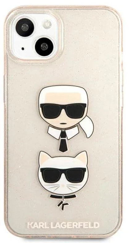 Dėklas Karl Lagerfeld HARDCASE KLHCP13SKCTUGLGO IPHONE 13 MINI GLITTER KARL'S&CHOUPETTE GOLD