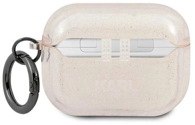 Karl Lagerfeld Blizgučių dėklas su Karl'o galvos motyvu AirPods Pro - Auksinis