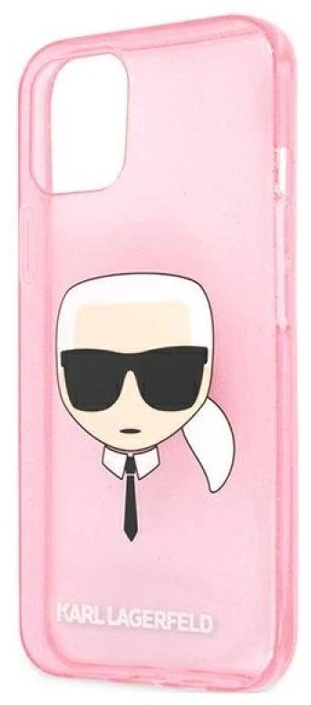 Dėklas Karl Lagerfeld HARDCASE KLHCP13SKHTUGLP IPHONE 13 MINI GLITTER KARL'S HEAD Rožinis