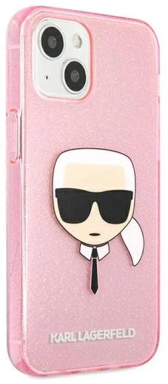Dėklas Karl Lagerfeld HARDCASE KLHCP13SKHTUGLP IPHONE 13 MINI GLITTER KARL'S HEAD Rožinis