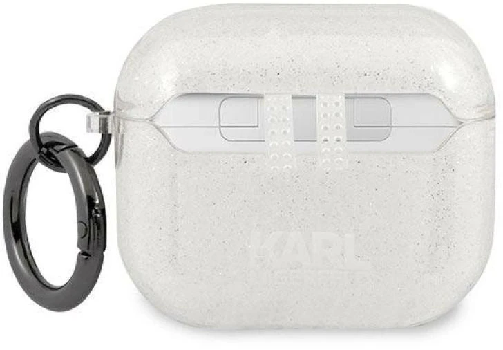 Karl Lagerfeld Blizgučių dėklas su Karlo galva AirPods 3 - sidabrinis