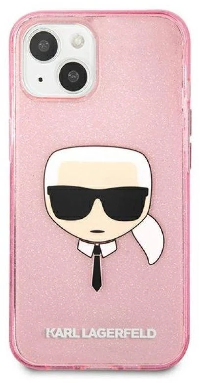 Dėklas Karl Lagerfeld HARDCASE KLHCP13SKHTUGLP IPHONE 13 MINI GLITTER KARL'S HEAD Rožinis