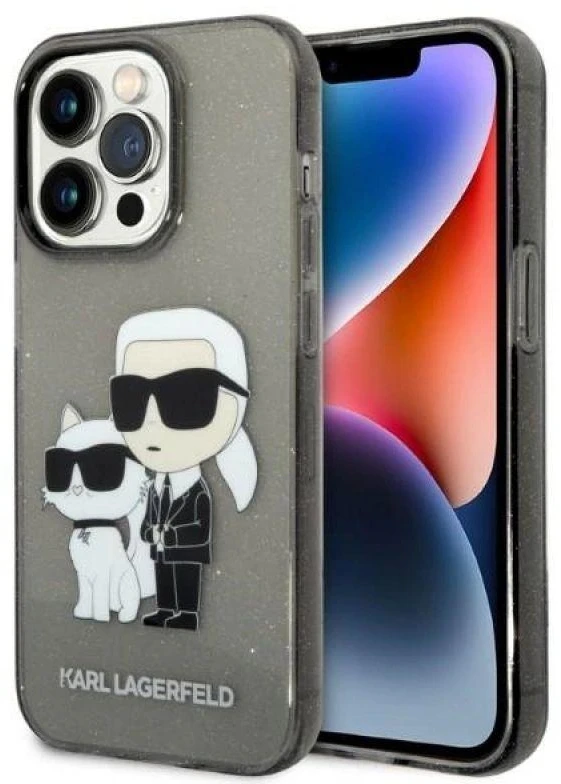 Karl Lagerfeld KLHCP14XHNKCTGK iPhone 14 Pro Max 6,7" juoda/juodas kietas dėklas IML GLIT NFT Karl&Choupette