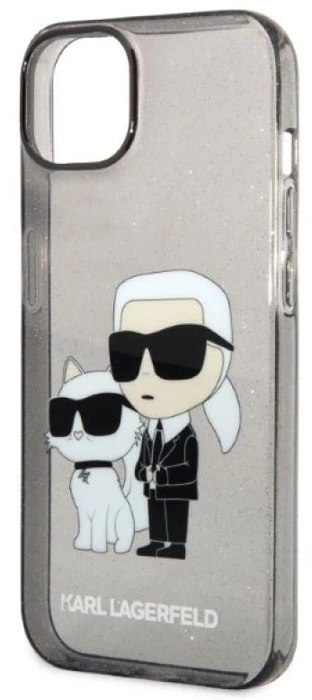 Karl Lagerfeld KLHCP14MHNKCTGK iPhone 14 Plus 6,7 colių juodas / Judas kietas dėklas IML GLIT NFT Karl&Choupette