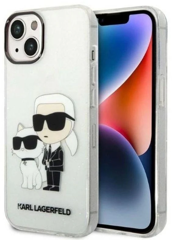 Dėklas Karl Lagerfeld KLHCP14MHNKCTGT IPHONE 14 PLUS / 15 PLUS 6.7 "TRANSPARENT HARDCASE GLITER KARL & CHUPETTE