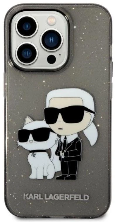Apple iPhone 14 Pro Karl Lagerfeld dėklas IML GLIT NFT Karl&Choupette (KLHCP14LHNKCTGK) juodos spalvos
