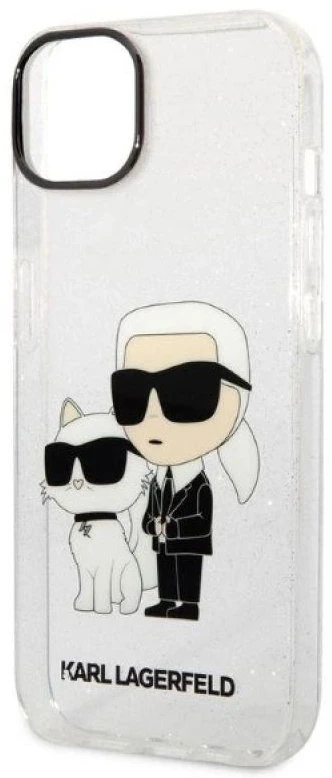 Dėklas Karl Lagerfeld KLHCP14MHNKCTGT IPHONE 14 PLUS / 15 PLUS 6.7 "TRANSPARENT HARDCASE GLITER KARL & CHUPETTE