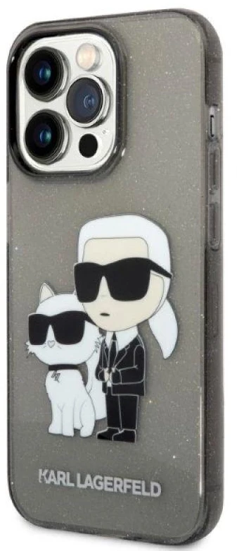 Apple iPhone 14 Pro Karl Lagerfeld dėklas IML GLIT NFT Karl&Choupette (KLHCP14LHNKCTGK) juodos spalvos