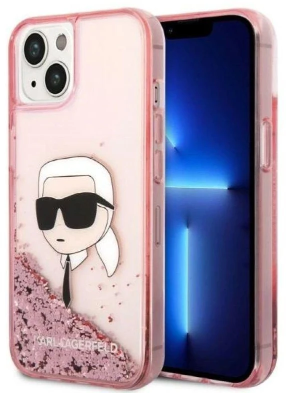 Karl Lagerfeld dėklas, skirtas iPhone 14 Plus 6,7 KLHCP14MLNKHCP rožinė kietas dėklas , skirtas Glitter Karl Head