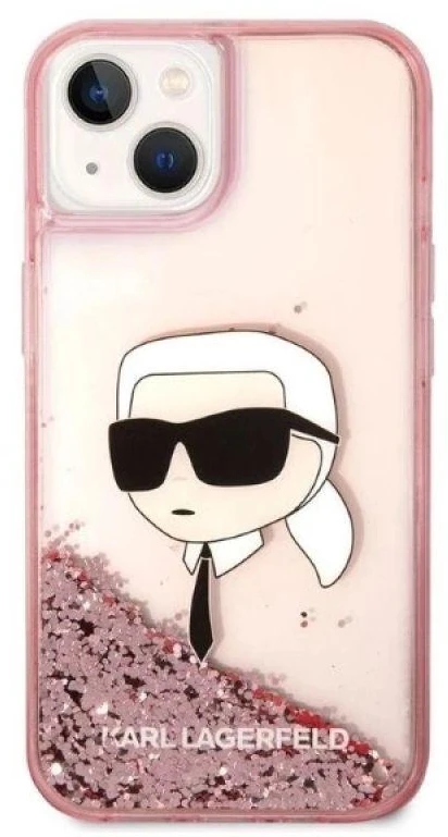 Karl Lagerfeld dėklas, skirtas iPhone 14 Plus 6,7 KLHCP14MLNKHCP rožinė kietas dėklas , skirtas Glitter Karl Head
