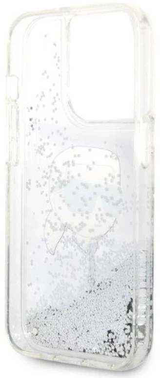 Karl Lagerfeld KLHCP14XLNKHCH Apple iPhone 14 Pro Max 6,7″ sidabrinis kietas dėklas Glitter Karl Head